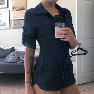 denim short sleeve romper